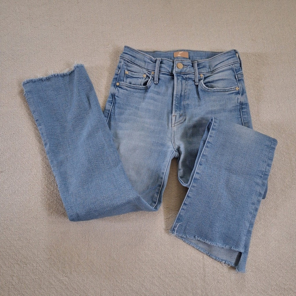mother denim the insider crop step fray jeans 24 boho raw hem bootcut